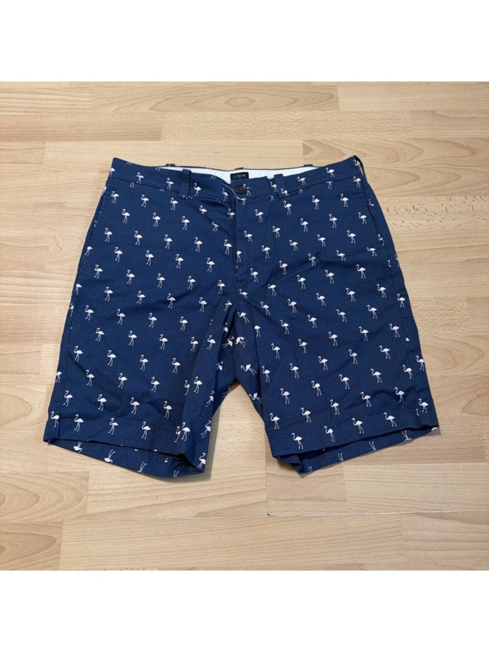 J.Crew Flamingo Print Chino Shorts – Size 34 – 9" Inseam Golf Beach Summer